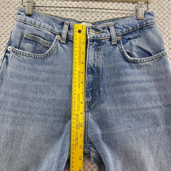 Zara Jeans Womens 4 Blue Medium Wash Cargo Carpenter Straight Legh High Rise - Picture 11 of 13